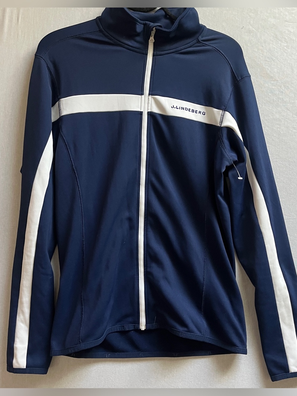 J.Lindeberg Men Navy White Zip Front Golf Athletic Jacket M